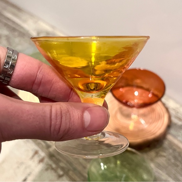 Vintage Mid Century Modern MCM Multicolor Martini Shot Glasses - Picture 3 of 5